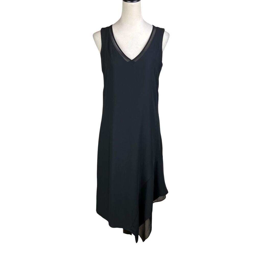 White House Black Market WHBM NWT Black Sleeveless Asymmetrical Slip Dress